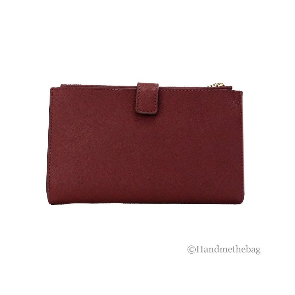 NEW Michael Kors Jet Set Travel Large Double Zip Wristlet Wallet Dark Cherry NWT - Picture 2 of 4